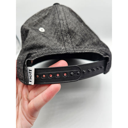 Neff Mens Snapback Baseball Hat Cap Black Gray Embroidered