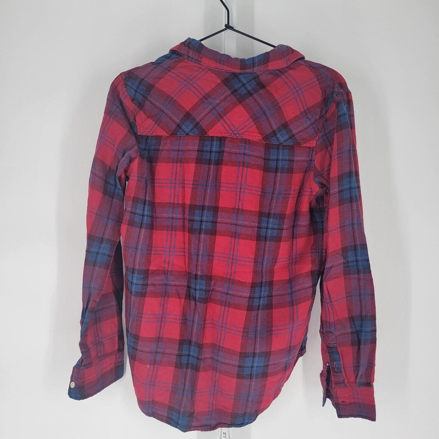 Aeropostale Womens Sz S Long Sleeve Button Up Plaid Shirt Red Blue Purple