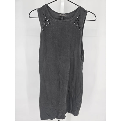 Billabong Womens Sz S Sleeveless Mini Dress Charcoal Gray Cutouts Cotton