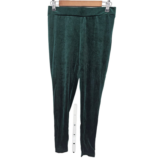 Shein Curve Womens Sz 0XL Pull On Leggings Emerald Green Velvet Velour