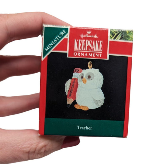 Vintage Hallmark Keepsake Christmas Ornament Miniature Teacher Owl