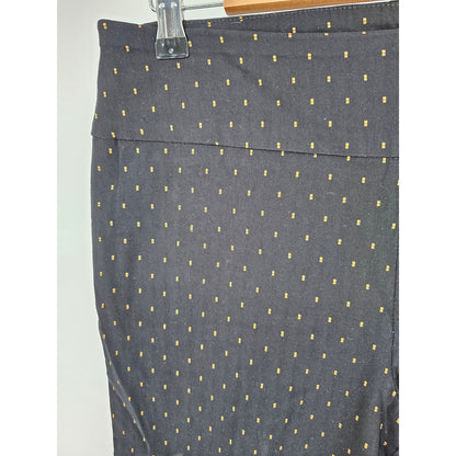 Zac & Rachel Womens Sz 10 Pull On Sim Leg Dress Pants Black Gold Dots