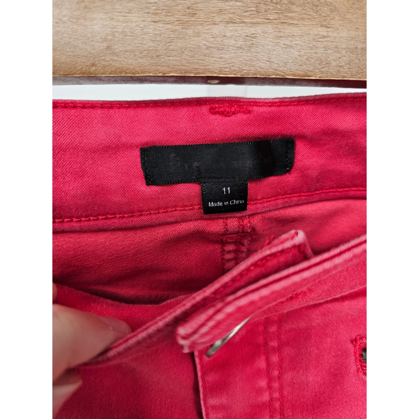 Fire Los Angeles Juniors Sz 11 Bright Pink Skinny Jeans Zipper Pocket