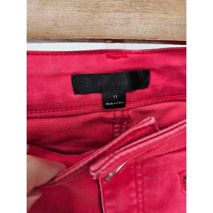 Fire Los Angeles Juniors Sz 11 Bright Pink Skinny Jeans Zipper Pocket