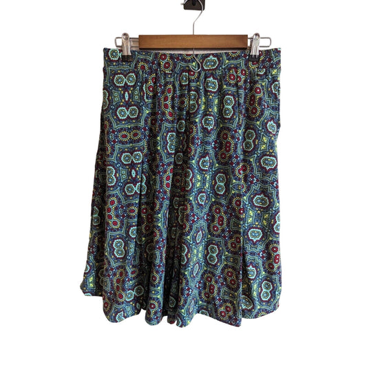 Lularoe Womens Sz XL Knee Length Pleated Skirt Blue Mandala Print