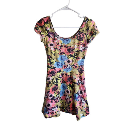 Divided by H7M Womens Sz 4 Mini Dress Bright Floral A Line Skater