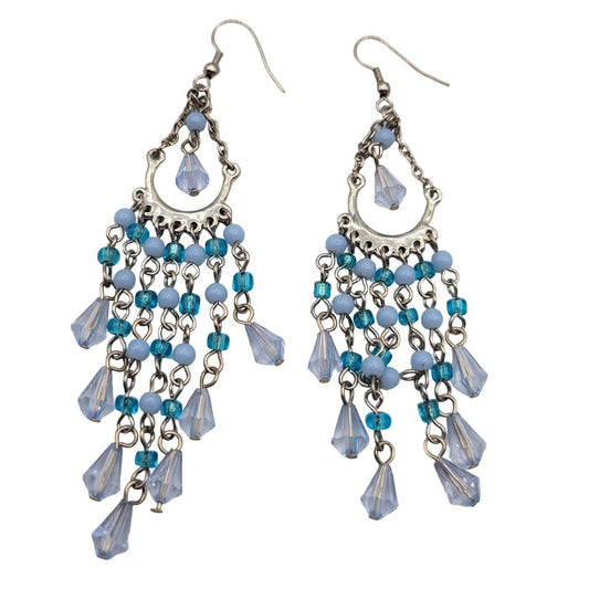 Vintage BARCS Silver TONE Amber Orange Glass CABOCHON Clip ON Earrings