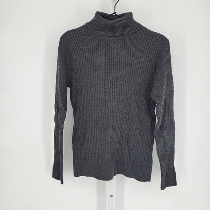 Jean Pierre Womens Sz L 100% Cotton Turtleneck Sweater Gray Cable Knit