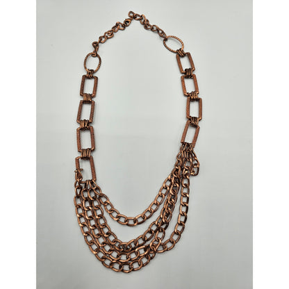 Vintage Rose Gold Tone Multi Chain Link Necklace 1980s Square Chain