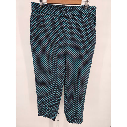 Ann Taylor Womens Sz 12 Cropped Slim Leg Dress Pants Blue Polka Dot