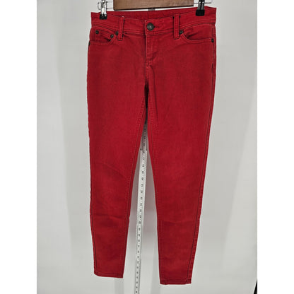 Rue 21 Juniors Sz 3 Low Rise Skinny Jeans Bright Red Y2K