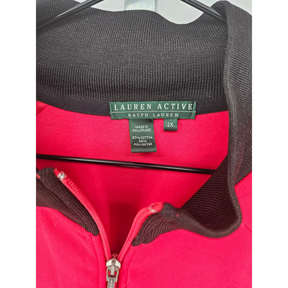 Lauren Ralph Lauren Womens Sz 2X Active Track Jacket Red Black Zip Up