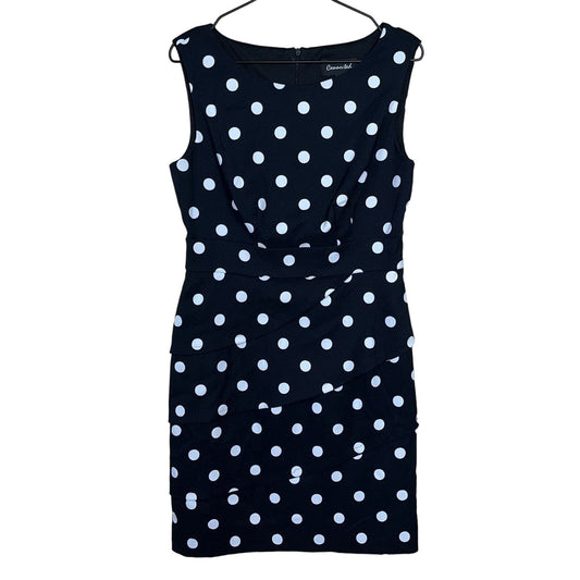 Connected Womens Sz 10 Sleeveless Black White Polka Dot Career Dress