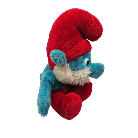 Vintage 1980s Wallace Berry Papa Smurf Plush Stuffed Animal Blue