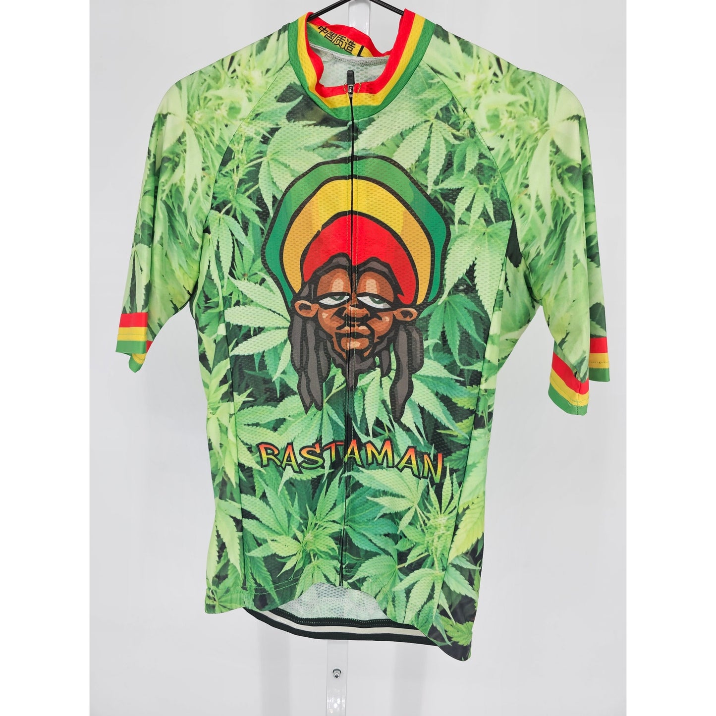 Bob Marley Reggae Rastaman Mens Sz L Full Zip  Zion Cycling Jersey