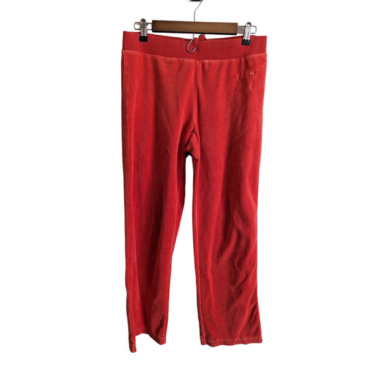 Vintage Y2K DKNY Womens Sz M Velour Sweatpants Pants Red