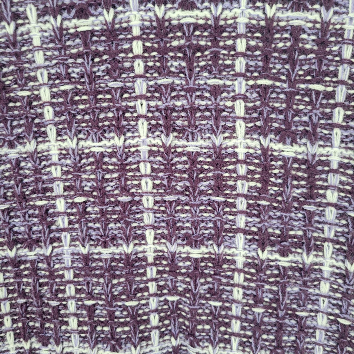 Salon Studio Womens Sz S Boxy Knit Sweater Purple White Windowpane Plaid