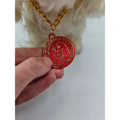 Vintage Hong Kong Terrier Puppy Dog Plush Battery Operated Toy W/ Bow