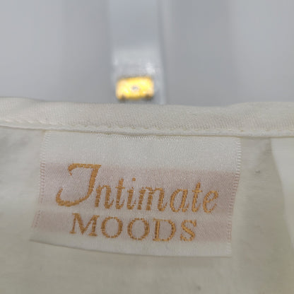 Vintage 1980s Intimate Moods Womens Sz M Satin Sleep Shirt Embroidered Floral