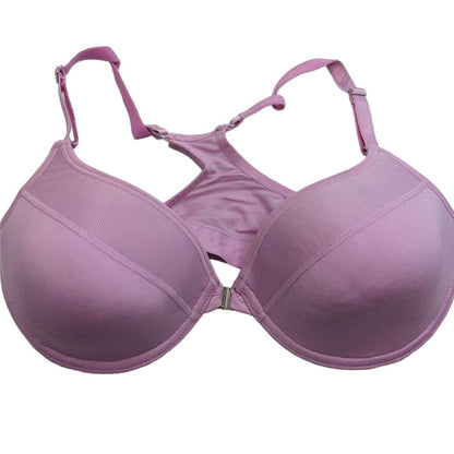 Danskin Now Womens Sz 36B Light Purple Front Clasp Bra Padded