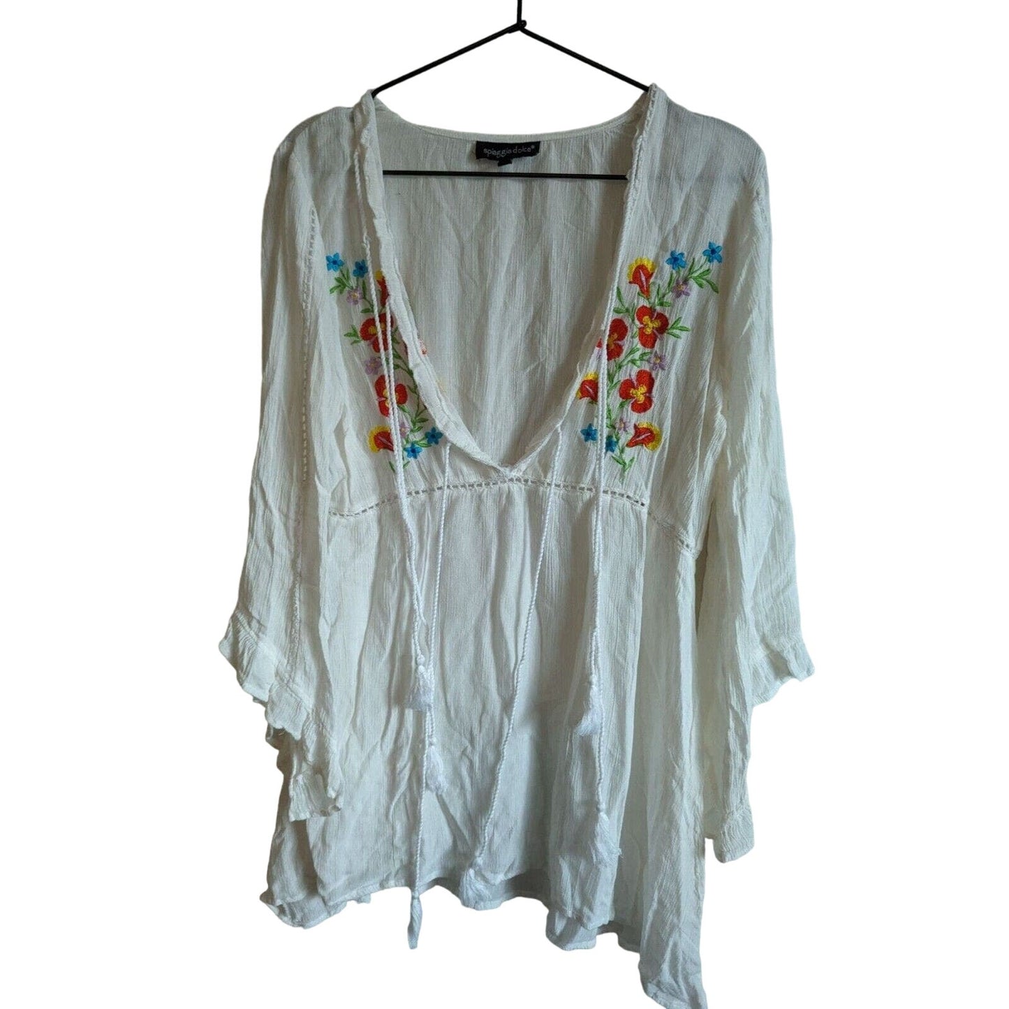 Spiaggia Dolce Womens Sz M Swimsuit Coverup Dress White Floral Embroidered