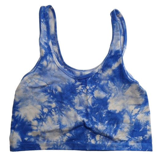 No Boundaries Juniors Sz XXL Longline Bralette Blue Tie-dye Ribbed