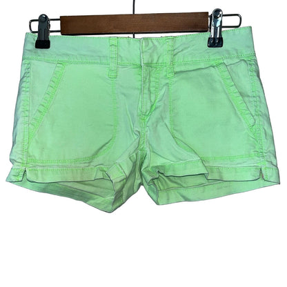 Arizona Jean Co Womens Sz 0 Bright Green Cotton Blend Shorts