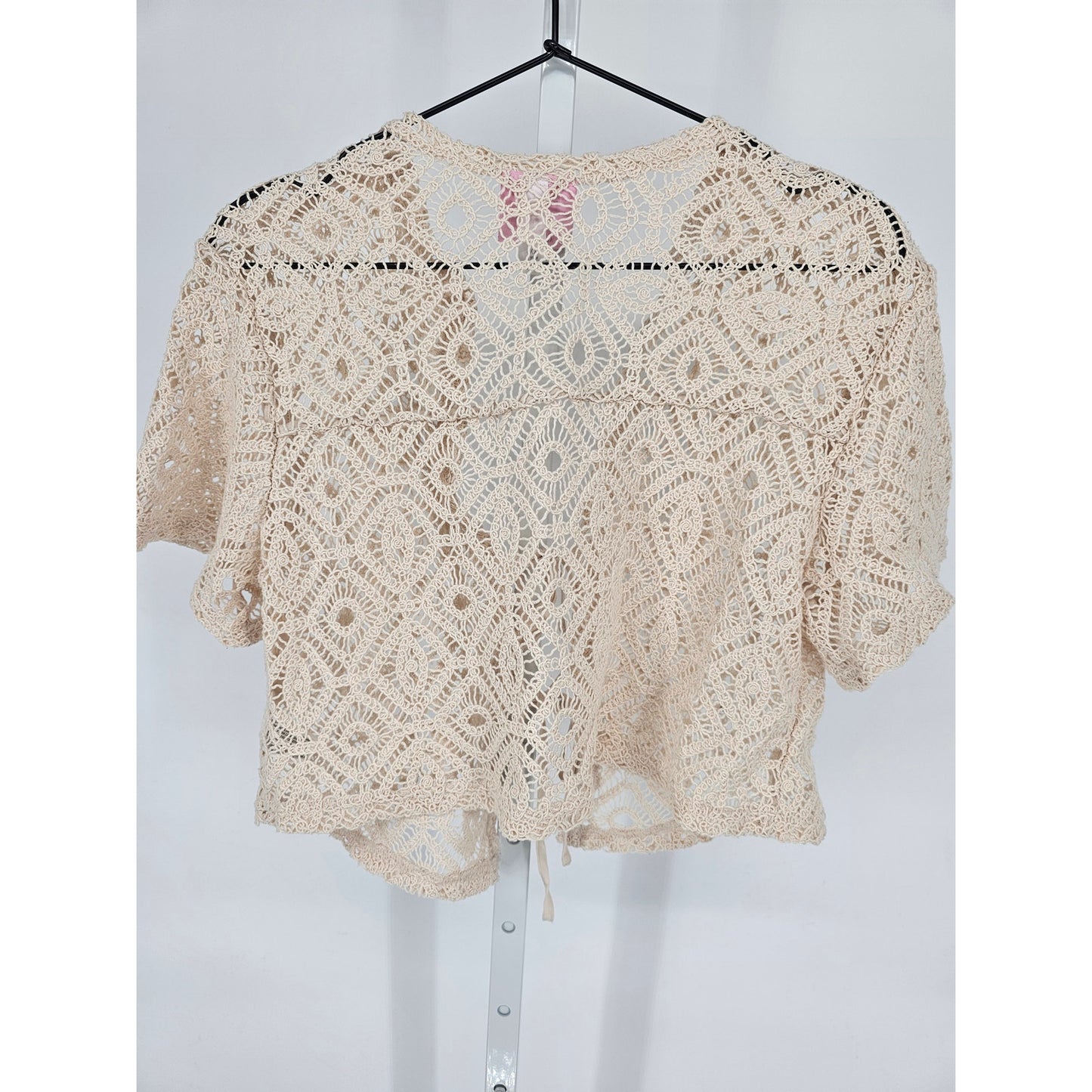 Future Collective Alani Noelle Womens Sz XXS Short Sleeve Crochet Top Ivory