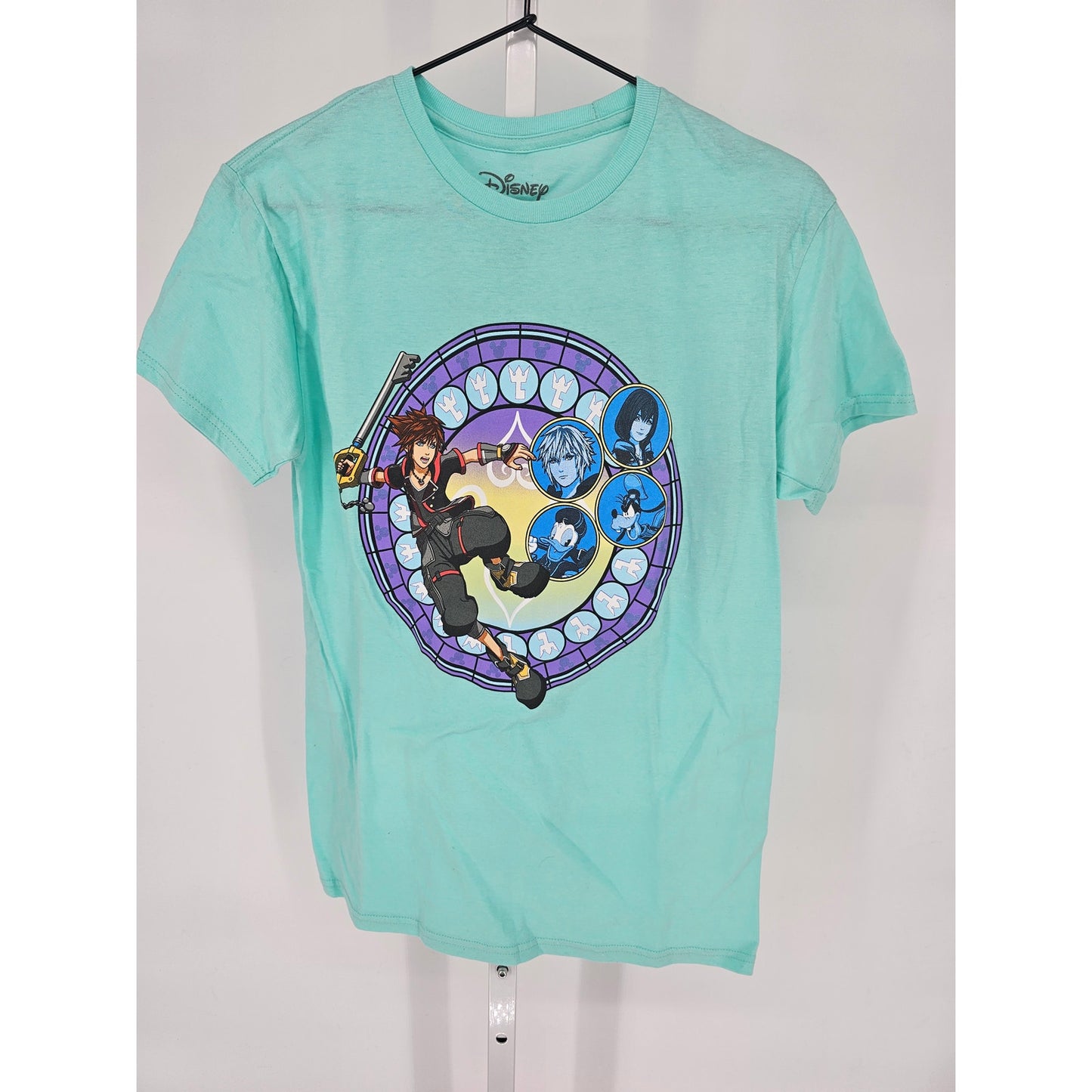 Disney Kingdom Hearts Mens Sz S Short Sleeve T Shirt Bright Blue Sora Keyblade