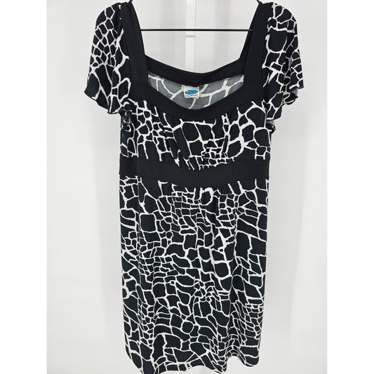 M-Fasis California Blue Womens Sz XL Knee Length Career Dress Black White