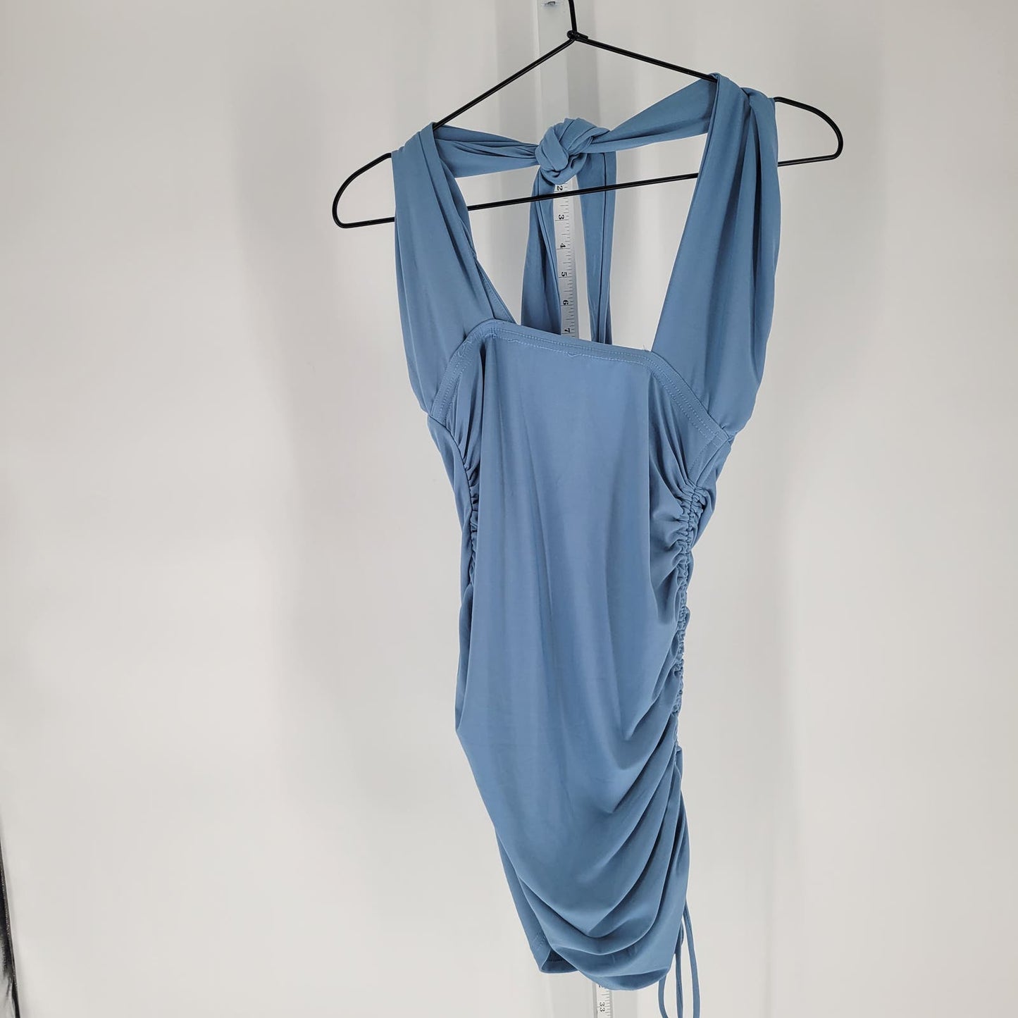 Vintage Y2K Better Be Womens Sz M Light Blue Mini Dress Cocktail Halter Clubbing