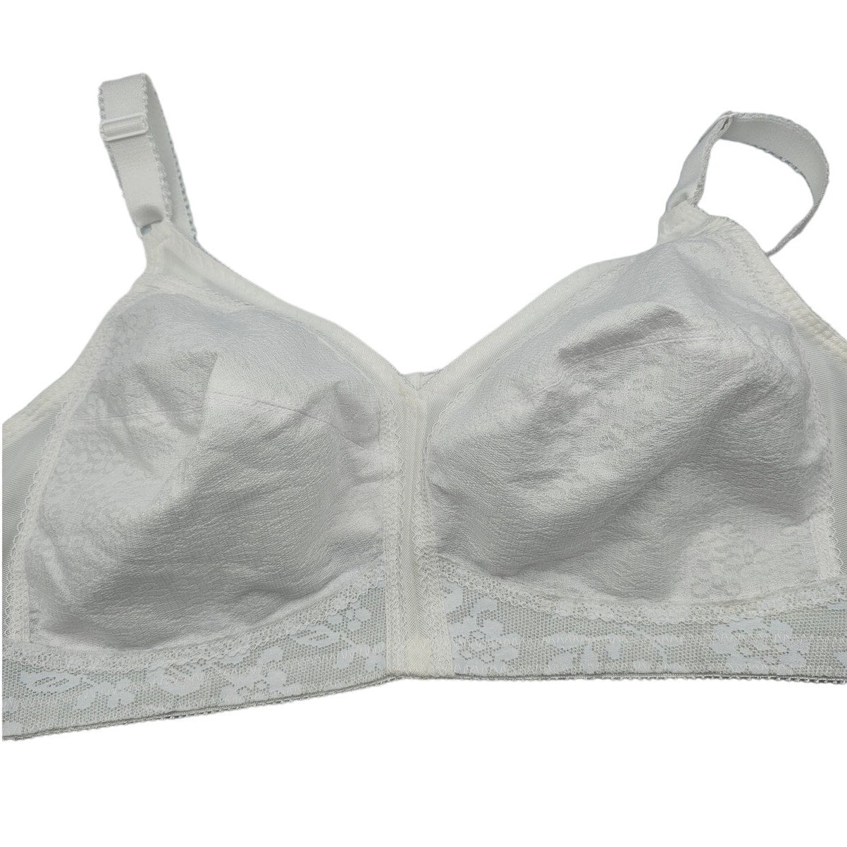 Vintage Playtex Womens Sz 44C Unlined T Shirt Bra White Lace 1970s