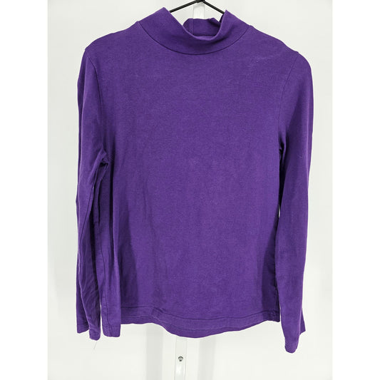 Croft & Barrow Womens Sz M Cotton Mock Turtleneck Long Sleeve T Shirt Purple