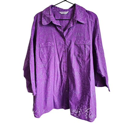 Allison Daley Womens Sz 2XL Long Sleeve Button Up Shirt Purple