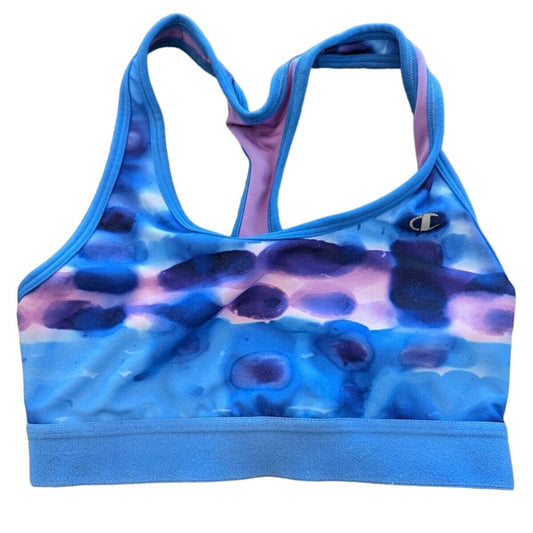 Champion Womens Sz S Sports Bra Medium Support Purple Blue Tie Dye