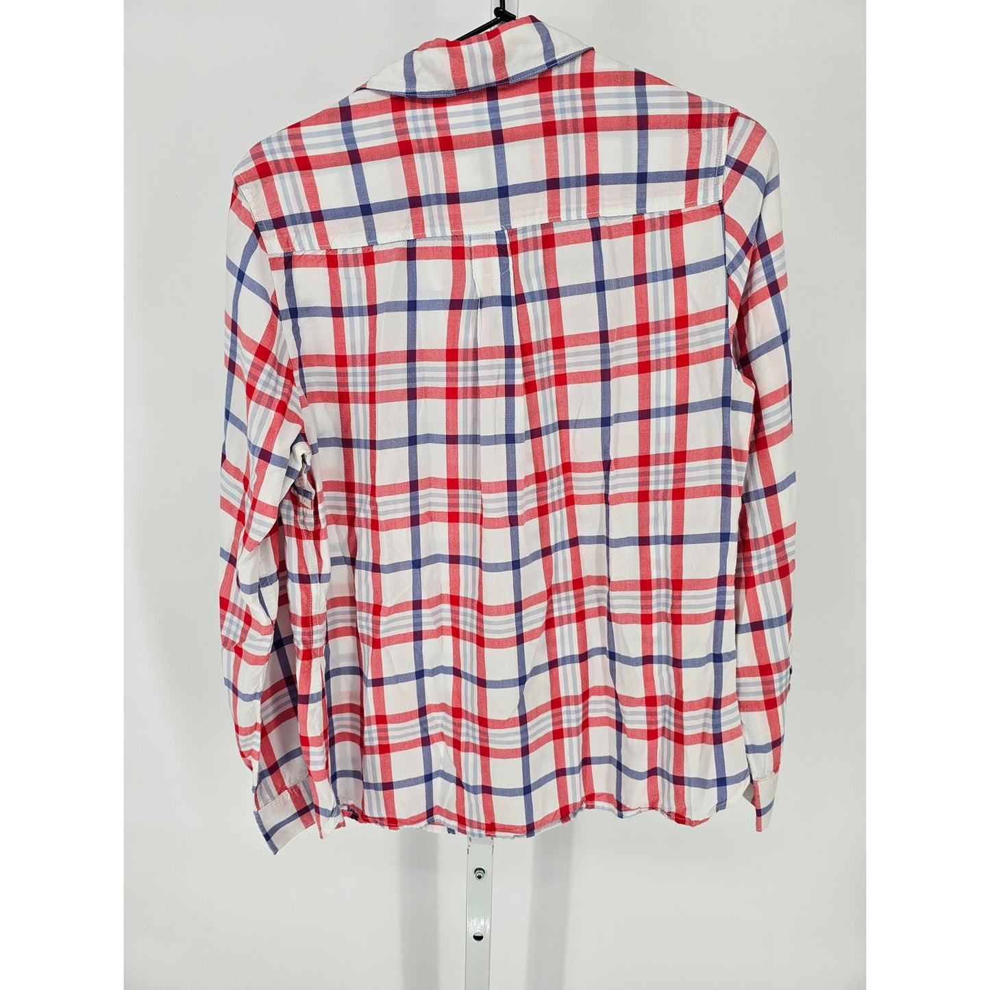 Banana Republic Womens Sz S Long Sleeve Button Up Shirt Red Blue Plaid Classic