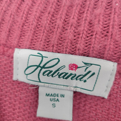 Haband Womens Sz S Dark Blush Pink Knit Sweater Crew Neck