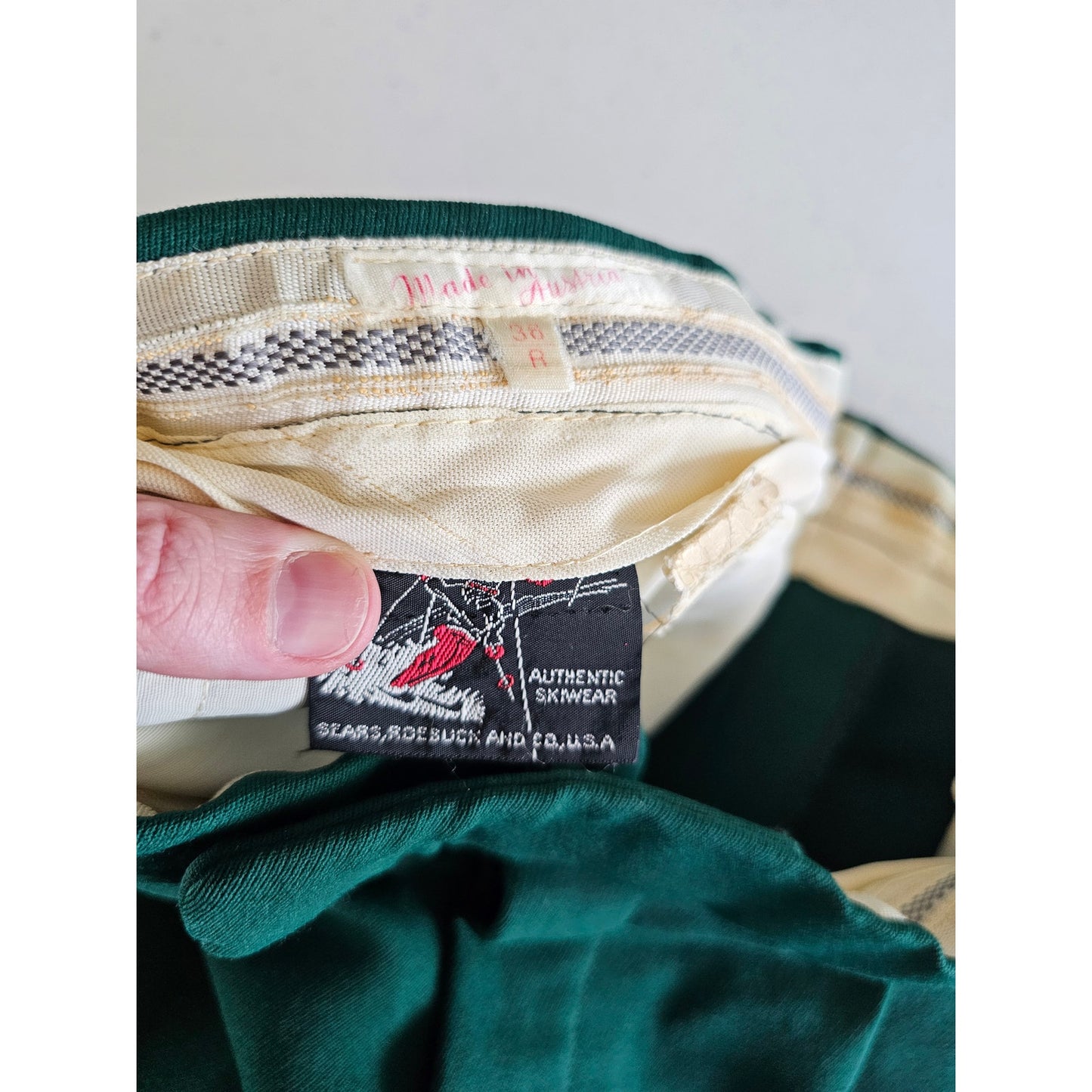 Vintage Sears Roebuck Womens Sz 36 Emerald Green Ski Snow Pants Stirrups