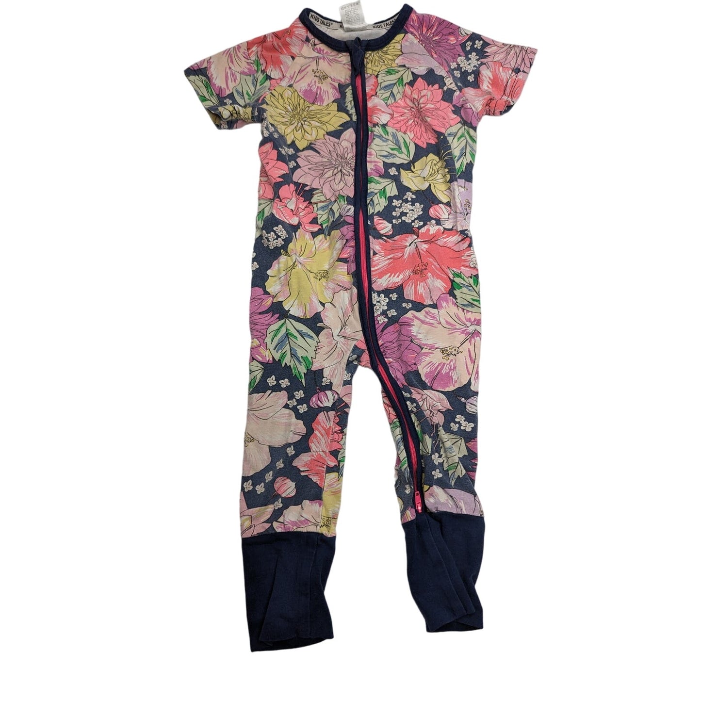 Kids Tales Baby Girls Sz 12M One Piece Zip Up Outfit Colorful Watercolor Floral