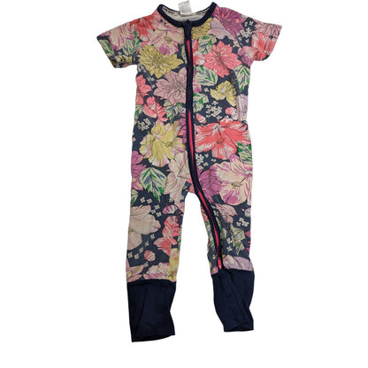 Kids Tales Baby Girls Sz 12M One Piece Zip Up Outfit Colorful Watercolor Floral