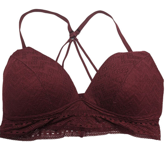 Flirtitude Womens Sz L Lace Bralette Burgundy Red