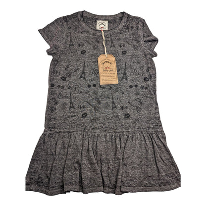 Bobby Jack Girls Sz XL Short Sleeve Tunic Top Gray Black Monkey Paris Print NEW