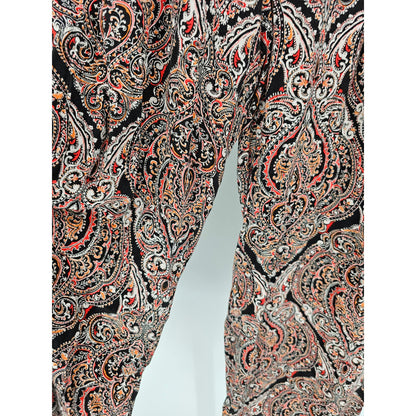 Liz Claiborne Womens Sz 10 Wide Leg Pull On Dress Pants Filigree Paisley Career