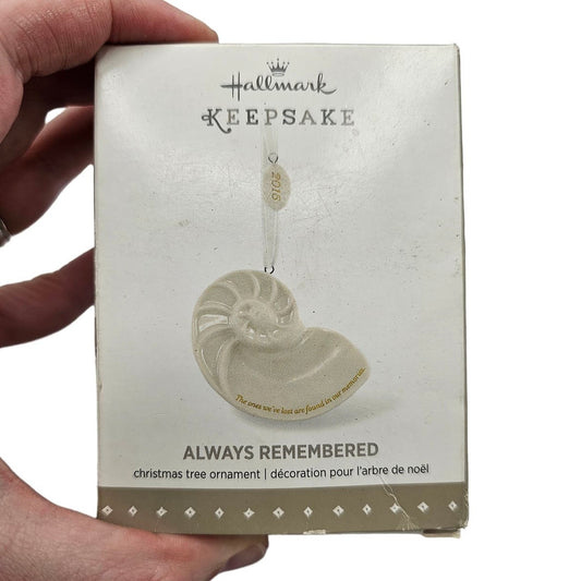 Hallmark Keepsake Christmas Ornament 2015 Always Remembered Ivory Shell