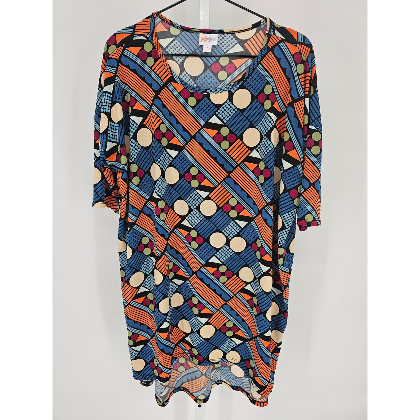 Lularoe Womens Sz M Irma Tunic Top Bright Geometric Colors