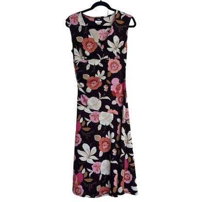 I.N. San Fransisco Womens Sz M Vintage Y2K Midi Dress Brown Floral