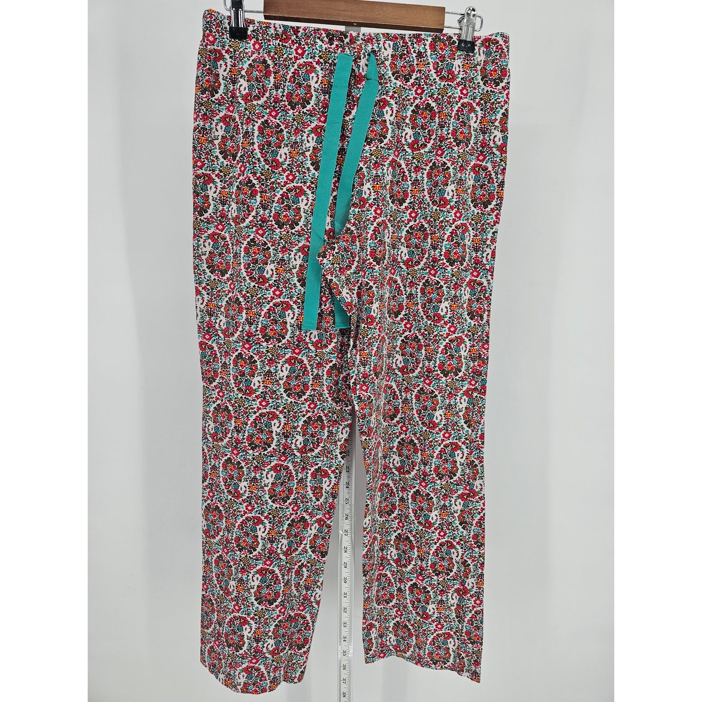 Lands End Womens Sz S Long Sleeve Pajama Set Pink Floral Lounge Pants