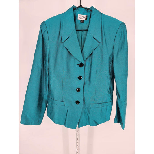 Vintage Kasper ASL Womens Sz 8 Teal Blue Blazer Jacket Career Formal