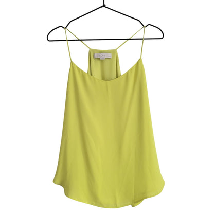 Ann Taylor Loft Womens Sz MP Petite Sleeveless Blouse Neon Yellow Green