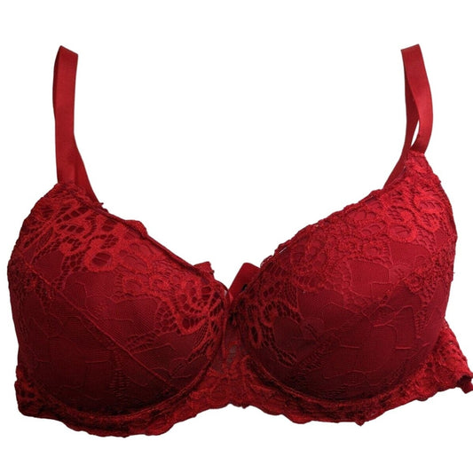 Vintage Y2K XOXO Womens Sz 38C Bold Red Lace T Shirt Bra